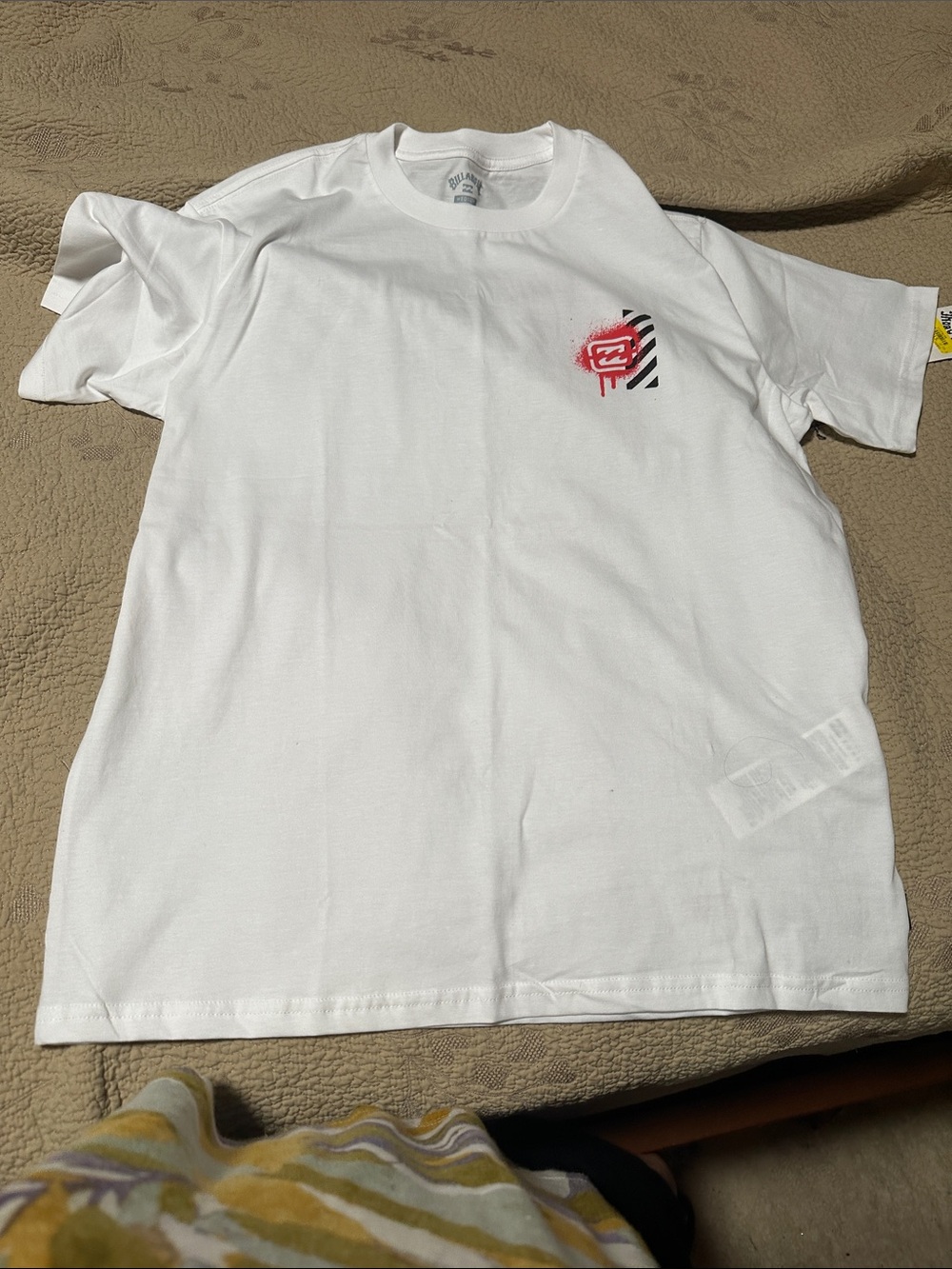 NWT Billabong White Graphic Tee with Red & Black Logo size M
